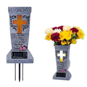 Vaso commemorativo solare con design a croce e incisione
