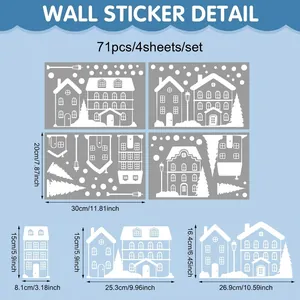 Dimensions détaillées et disposition des planches pour kit stickers village Noël