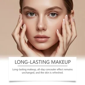 Vue détaillée d'un maquillage impeccable et durable pour une peau lisse et fraîche