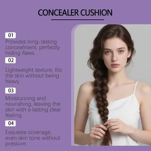 Mannequin montrant une peau nette avec les avantages du cushion correcteur violet.