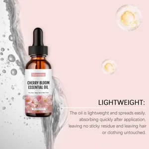 Detalle que muestra la textura ligera del aceite de cerezo Viareline y su absorción.
