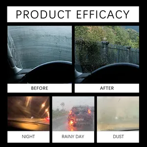 Car windshield cleaner efficacy comparison for night, rain, and dust visibility
