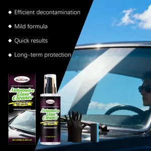 Kit de nettoyage pour vitres de voiture avec spray, éponge, gants et décor de voiture