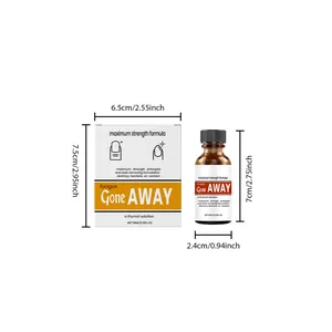 Detailed view of nail care liquid bottle and packaging with precise size measurements