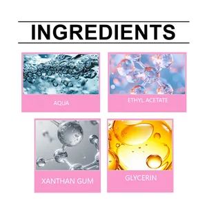 Close-up detail of gentle nail polish remover ingredients including Glycerin and Aqua