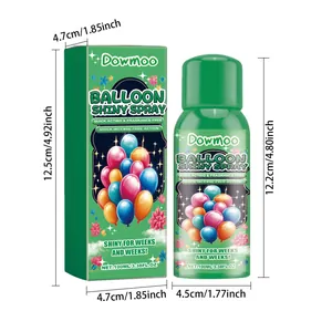Detailed dimensions of 100ml Dowmoo balloon shiny spray and its green packaging box