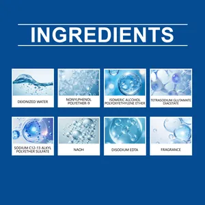 Liste des ingrédients du détachant textile avec illustrations moléculaires
