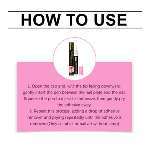 Detailed step-by-step instructional guide for Zephoco nail glue remover pen.