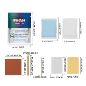 Gedetailleerde afmetingen van DOWMOO DIY handafgietsel kit voor aandenken van koppels.