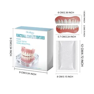Detailed measurements of Oralhoe functional denture set box, teeth, and fitting beads