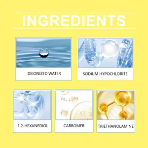 Liste complète des ingrédients du gel nettoyant avec eau déionisée et hypochlorite