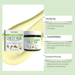 Detalle de bálsamo pectoral OceAura con aceite de oliva, tocoferol y aceite eucalipto