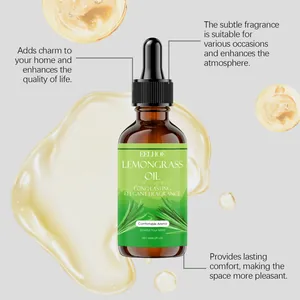 Frasco gotero de aceite esencial de limoncillo de 60ml con salpicaduras de líquido dorado