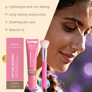 Detail of zephoco dark skin flexible foundation with marshmallow extract and brush