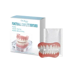 Oralhoe functional complete dentures set with dental adhesive for natural smile