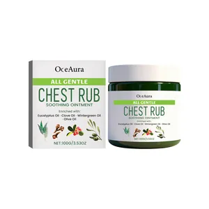 Ungüento calmante OceAura para el pecho con aceites de eucalipto 100g jar.