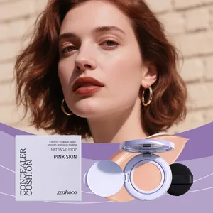 Zephoco Orecchini Purple Concealer Cushion Pink Skin Shade Matte Finish Langanhaltende Feuchtigkeitsspendende Foundation Creamy Base Makeup Per Donna