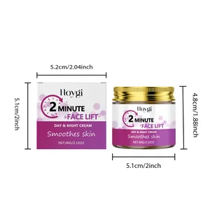 Dimensions détaillées du pot et de la boîte de crème visage Hoygi 2 minute face lift