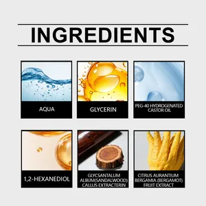 Lista de ingredientes de la colonia de sándalo con extracto de bergamota