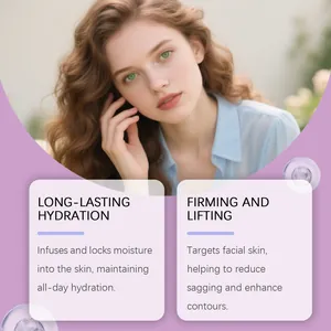 Vue détaillée montrant les bienfaits de la crème visage : hydratante, raffermissante, liftante.