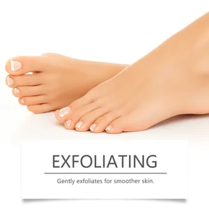 Close-up of smooth feet showing the exfoliating effect of the nourishing gel