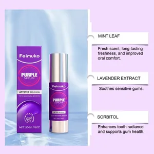 Ingrédients détaillés du sérum de blanchiment des dents violet Feimuko pour une haleine fraîche