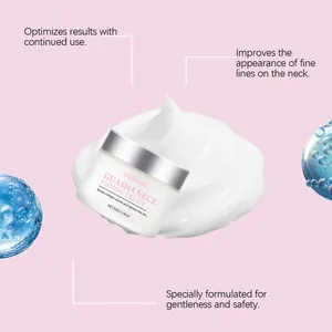 Primer plano de la crema reafirmante VIARELINE con descripción de beneficios en inglés