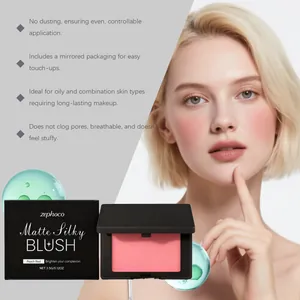 Détail du fard à joues mat et soyeux ZEPHOCO Peach Red pour un maquillage durable