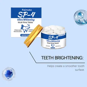 Gedetailleerd overzicht van Feimuko SP-4 mondspoeltabletten voor tanden bleken.