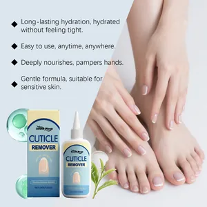 Detail shot of South Moon Cuticle Remover gel with hand and foot care demonstration