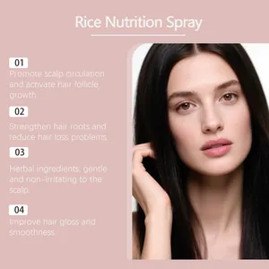 Infographic showing the benefits of rice hair nutrition spray for smooth and healthy hair.