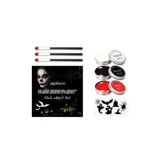 Σετ μακιγιάζ Halloween Zephoco για πρόσωπο και σώμα με μαύρο λευκό κόκκινο χρώμα