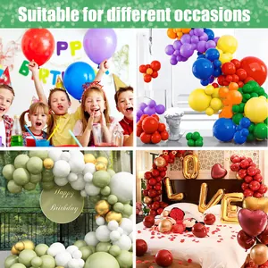 Collage showing various vibrant balloon decorations enhanced by balloon shine spray.