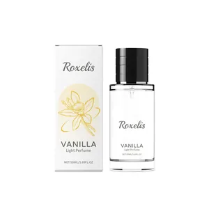 Parfum léger à la vanille de 50 ml dans un flacon en verre avec boîte de designer