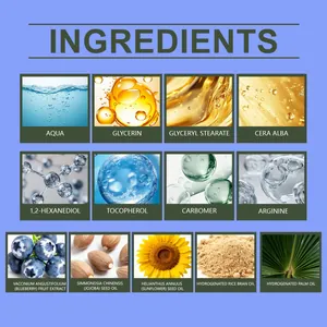 Liste détaillée des ingrédients de la crème corps à la myrtille avec photos macro