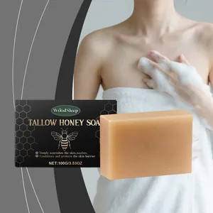 WOODSLEEP Beef Tallow Honey Soap Bar Deep Nourishing Moisturizing Cleansing For Face And Body Gentle Soothing Natural Skin Care