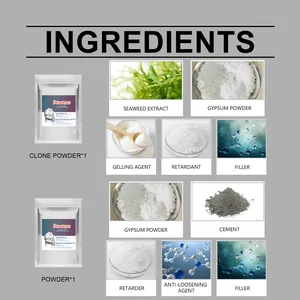 Detailed ingredient list for 3D hand casting kit showing seaweed extract and gypsum powder