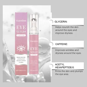 Sérum contorno de ojos Viareline con cafeína y hexapéptido para firmeza detalle