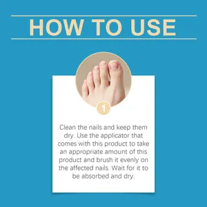 Instructions étape par étape pour appliquer le soin des ongles Laniska aux pieds.