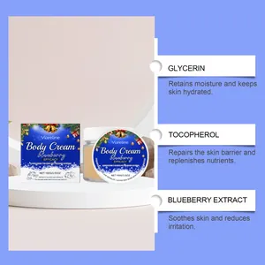 Détails des ingrédients de la crème corps Viareline myrtille avec glycérine et vitamine E