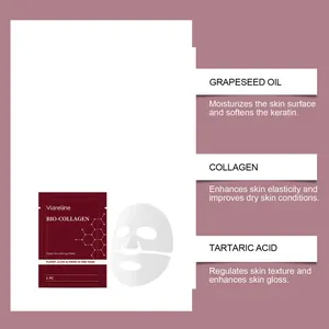 Συστατικά μάσκας Viareline bio-collagen: σταφυλέλαιο, κολλαγόνο και τρυγικό οξύ λεπτομέρειες