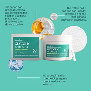 Dettaglio dei dischetti all'acido glicolico Viareline con texture esfoliante e confezione