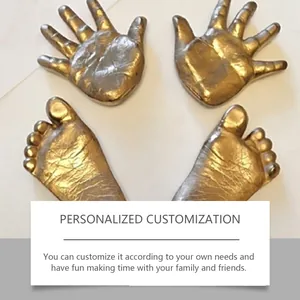 Detailed 3D hand and foot casting souvenirs in gold finish for DIY gift memories