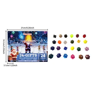 Weihnachts-Würfel-Adventskalender mit 24 bunten Acrylwürfeln, Größe 21x14,1x3,1cm