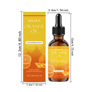 Aceite esencial de naranja EELHOE 60ml con frasco cuentagotas y dimensiones