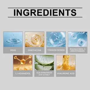 Detailansicht der Inhaltsstoffe der Foundation mit Hyaluronsäure und Aloe-Extrakt