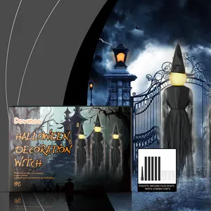 Detailed view of Halloween witch decoration components with poles, rod, and connectors