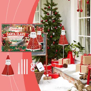 Santa Claus garden stake decoration kit with LED lights and festive packaging box