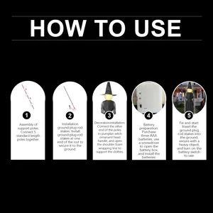 Step-by-step instructional guide on how to assemble and use the Halloween witch ornament