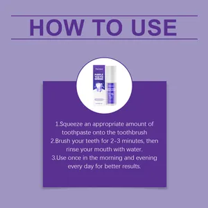 Mode d'emploi du dentifrice de blanchiment violet Feimuko en trois étapes faciles